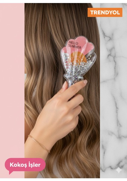 Simli Deniz Kabuğu Şekilli Saç Tarağı