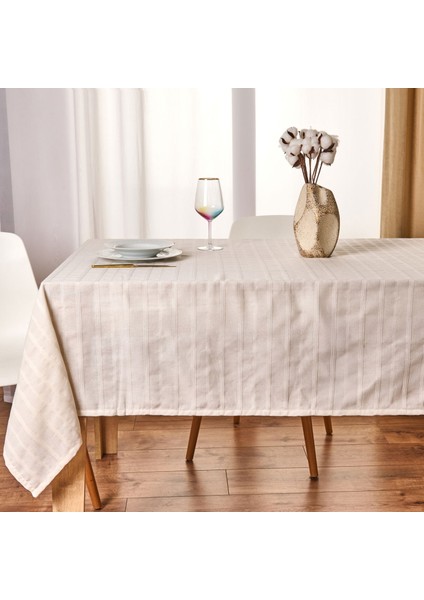 Soft Herringbone Masa Örtüsü - Ekru - 140X220 cm fiyatları