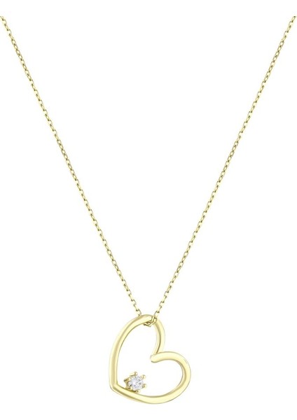 14 Ayar Taşlı Tasarım Kalp Altın Kolye