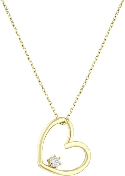 14 Ayar Taşlı Tasarım Kalp Altın Kolye fiyatları