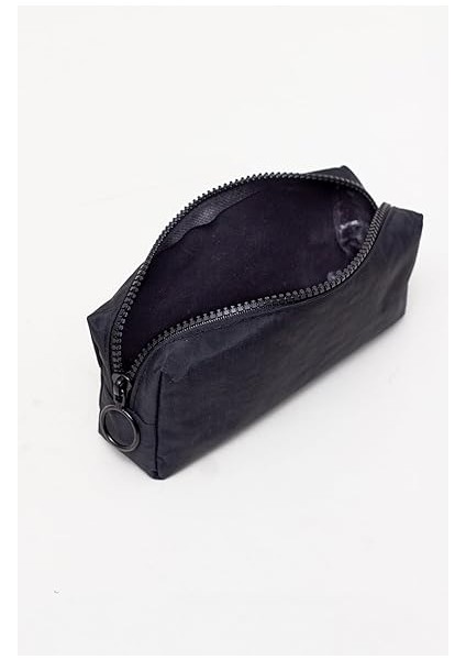 01104 Siyah Krinkıl Kumaş Tek Gözlü Yıkanabilir Kalemlik Kalem Kutusu Makyaj Çantası modelleri