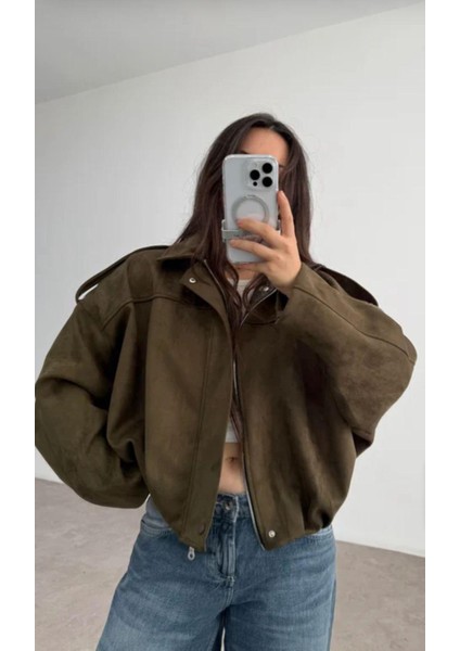 Oversıze Kadın Süet Ceket Trend Bomber Süet Ceket modelleri