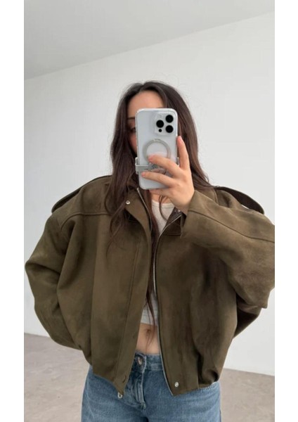 Oversıze Kadın Süet Ceket Trend Bomber Süet Ceket fırsatları