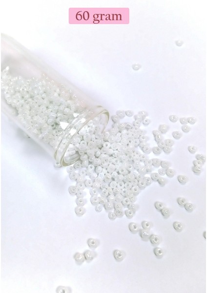 Litaetrend Dökme Cam Kum Boncuk (8/0) 3 mm - 60 Gram - Inci Beyaz - BNC186