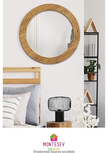 Antik Ahşap Dekoratif Ayna Yuvarlak Ayna Duvar Aynası Banyo Lavabo Aynası (Medium) fiyatları