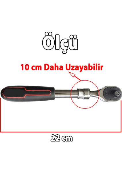 Uzatmalı Cırcır Kolu 72 Diş 3/8" Profesyonel Lokma Kol Uzatma Mekanizmalı Dayanıklı El Aleti fiyatları