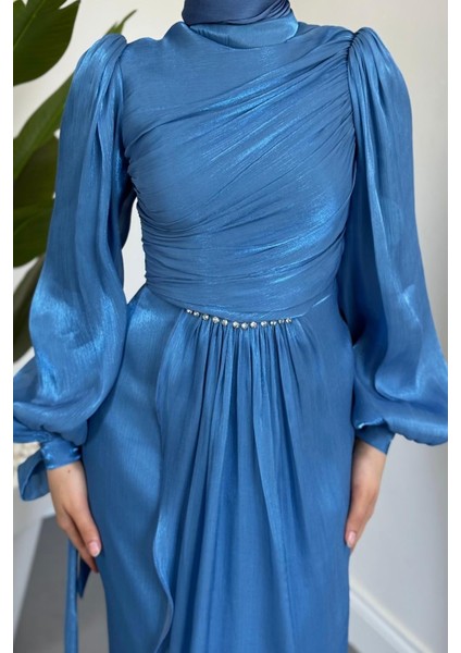 Cleane Beli Taşlı Ja Jan Abiye Mavi modelleri