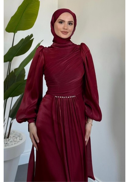 Cleane Beli Taşlı Ja Jan Abiye Bordo fırsatları