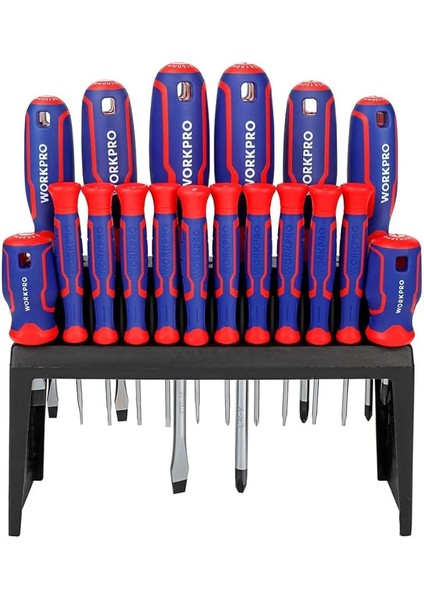 WP200506 18 Parça Duvar Askı Aparatlı Profesyonel Cr-V Manyetik Tornavida Seti