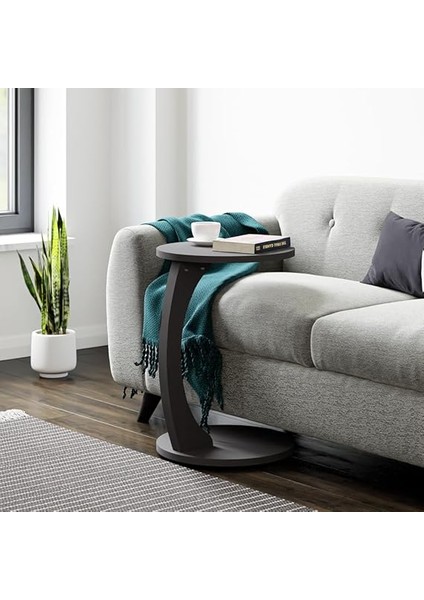 Tekerlekli C Sehpa Koltuk Sehpası Yan Sehpa Zigon Sehpa Servis Sehpası - Antrasit Gri fırsatları