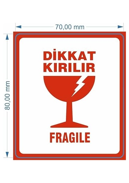 Kırılır Etiketi, Fragile Label 70MM x 80MM Ruloda 250 Adet Sticker, Koli Için Çıkartma Güvenlik Etiketi, Dikkat Kırılır Uyarı fiyatları