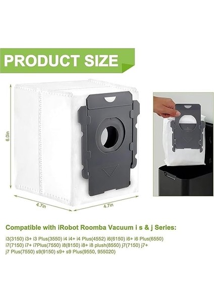 Yesil Irobot Roomba I7 (7150) I7 +I7 Artı (7550) E5 (5150) E6 (6198) Serisi Hepa Filtre Yan Fırça Toz Torbalı Yenileme Seti ile Uyumlu-13 Parça indirimleri
