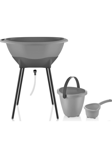 Elegant Yenidoğan Bebek Banyo Küvet Seti Gri