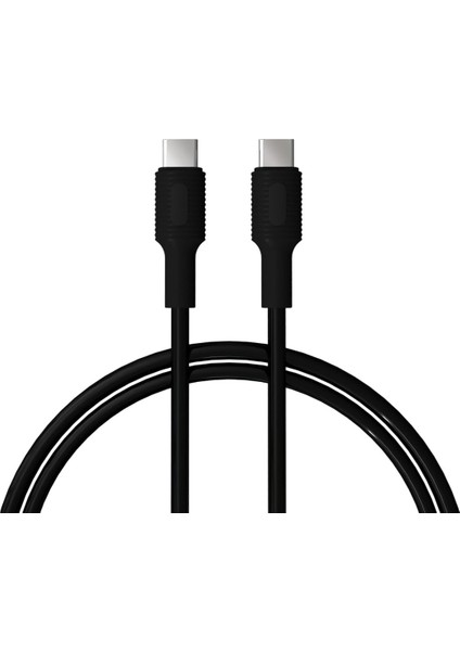 Type C-C Power Delivery Hızlı Şarj Kablosu, Siyah Kablo, Siyah/siyah Uçlar (120 Cm)