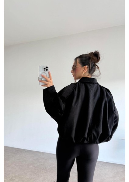 Oversıze Kadın Süet Ceket Trend Bomber Süet Ceket
