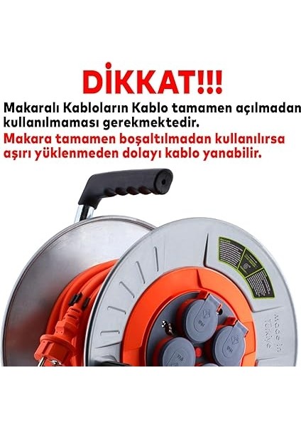 Seyyar Kablo Kapaklı 4 Prizli Metal Uzatma Kablosu 3x2.5 mm Cca Kablo 50 Metre fırsatları