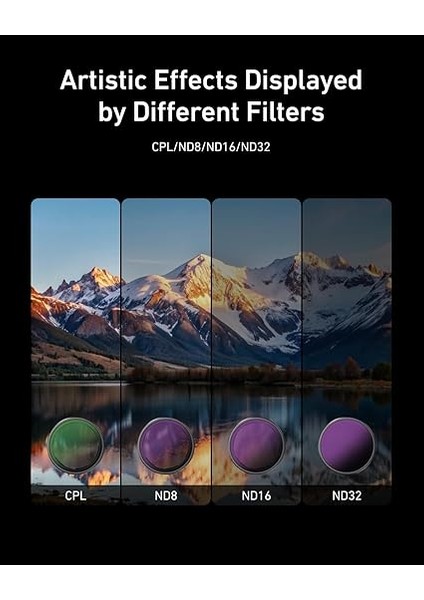Djı Action 3 Için Kamera Lensi Takma Seti, 4'lü Paket Cpl ND32 ND16 Nd8 Polarize Nötr Yoğunluk Hd Filtre Lens Koruyucu Kapak Djı Aksiyon Aksesuarları Için modelleri