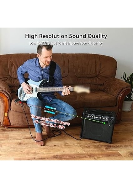 Kablosuz Gitar Sistemi Taşınabilir Uhf Gitar Verici Alıcı Seti Elektro Gitar Bas Için Elektrikli Nefesli Çalgılar Gerçek Zamanlı Iletim Tak ve Çalıştır 6 Saat Uzun Pil Ömrü fiyatları