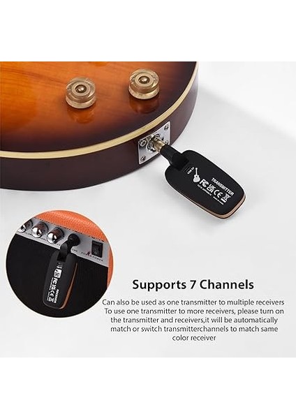 Kablosuz Gitar Sistemi Taşınabilir Uhf Gitar Verici Alıcı Seti Elektro Gitar Bas Için Elektrikli Nefesli Çalgılar Gerçek Zamanlı Iletim Tak ve Çalıştır 6 Saat Uzun Pil Ömrü fırsatları