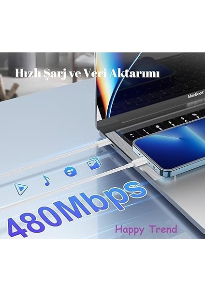 Trend iPhone USB C To Lightning Hızlı Şarj Kablosu 14/13/12/12 Pro Max/11/xs Max/xr/x/7/8/6/7 Plus, Airpods Pro - Bütün iPhone Modellerine Uyumlu modelleri