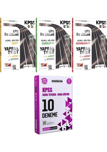 Lise Ön Lisans Tarih Coğrafya Vatandaşlık Çek Kopart Yaprak Test - 2026 Kpss Ortaöğretim Çözümlü 10 Deneme