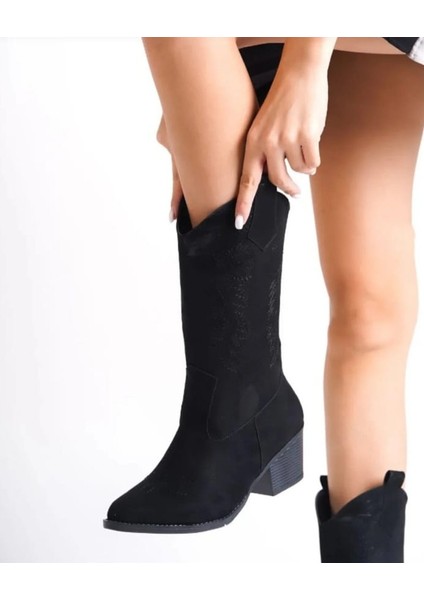 Kovboy Kanvas Western Tarz Sivri Bayan Bot indirimleri