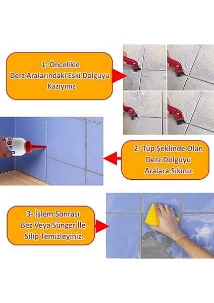 Gri Renk Derz Dolgu Fayans Seramik Mermer Yer Duvar Için Tamir Derz Yenileme Dolgusu 200 gr fiyatları