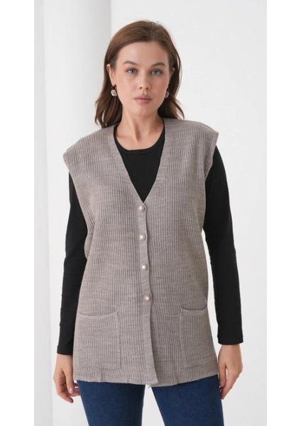 Kadın Anne Büyük Beden Fitilli Yün Triko Yelek fiyatları