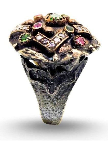 Otantik Yakut Zümrüt Taşlı Gümüş Kadın Yüzük fiyatları