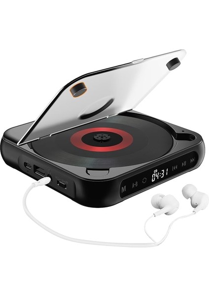 Bt5.1 CD Çalar Taşınabil Müzik Çalar Fm Radyo Masaüstü CD Oynatıcısı Kapaklı Ekran 6 Mod Ab Tekrar Zamanlayıcı Uzaktan Kumanda