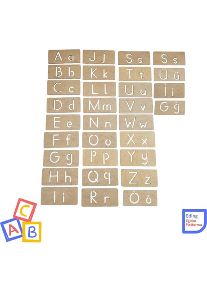 Montessori Türkçe Alfabe Seti Küçük ve Büyük Harflerle Yazıya Hazırlık ve Çizgi Çalışmaları modelleri