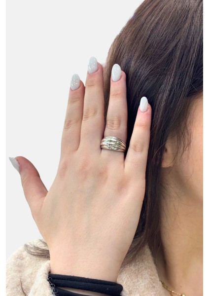 Lunaris Modern Tasarım Gümüş Kadın Yüzük