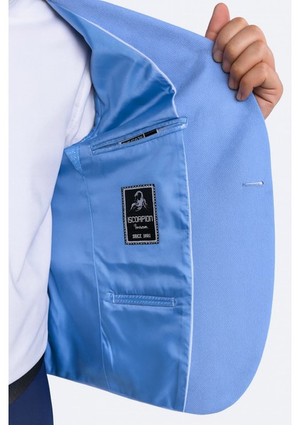 Açık Mavi Erkek Italyan Kesim Tek Düğmeli Blazer Ceket – Günlük ve Şık Kombinler Için