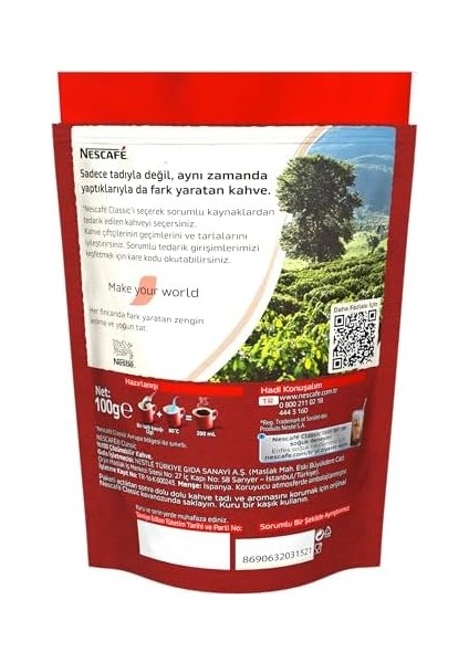 Nescafé Nescafe Classic Çözünebilir Kahve Ekopaket, 100 G