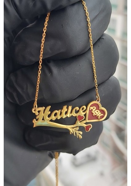 925 Ayar Gümüş 24 Ayar Altın Kaplama Isimli Kolye