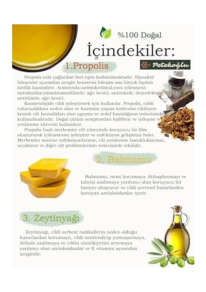 Petekoğlu Ham Propolis Balmumu Zeytinyağı El Yapımı Doğal Onarıcı Krem 50 ml fiyatları