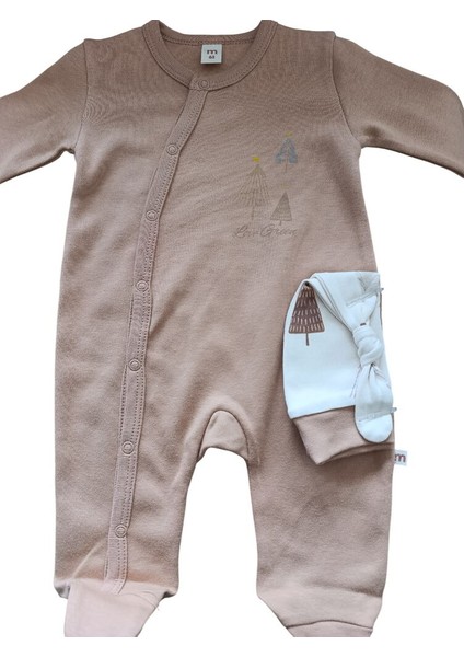 4904MS Bebek Çam Baskılı Şapkalı 2'li Tulum fırsatları