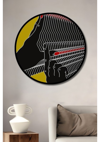 Dekoratif Ahşap Yuvarlak Çerçeve Görünümlü Tablo Sonsuz El Haraketleri