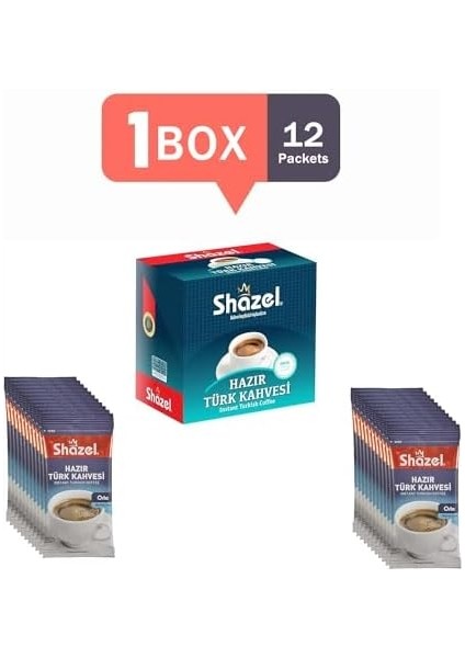 Shazel Hazır Türk Kahvesi 12'li Kutu - Orta
