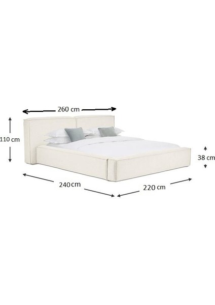 Most Mollior Bazalı Karyola Kırık Beyaz Keten Kumaş 180 x 200 cm . Yatak Içindir (Kurulum Dahil)