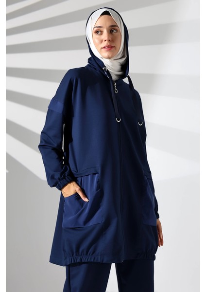 Kadın Mevsimlik Penye Alt Üst Spor ve Rahat Lacivert Tesettür Takım fırsatları