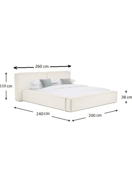 Most Mollior Bazalı Karyola Kırık Beyaz Keten Kumaş 160 x 200 cm . Yatak Içindir (Kurulum Dahil)