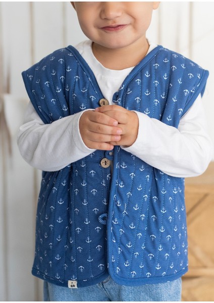 Çapa Desenli Peluş Bebek Yeleği