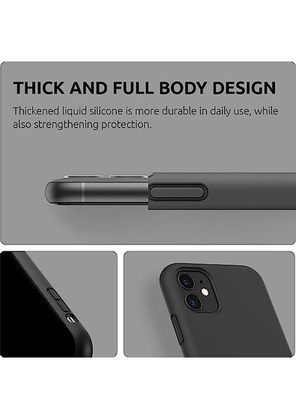 11 Kılıf 6.1 ile Uyumlu, Ince Sıvı Silikon 3 Katmanlı Tam Kaplamalı Yumuşak Jel Kauçuk Kılıf Kapak 6.1 Inç, Siyah modelleri