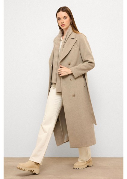 Ceket Yaka Kruvaze Ara Boy Kaban Taş Melanj 3094