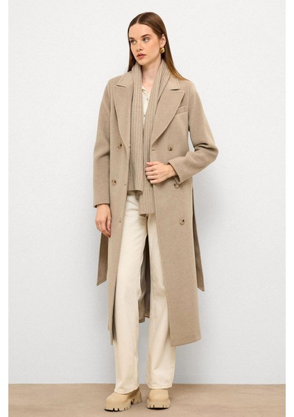 Ceket Yaka Kruvaze Ara Boy Kaban Taş Melanj 3094