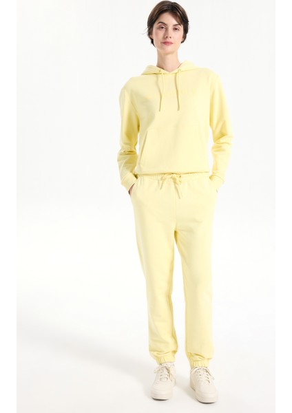 D5WL-EA3569 Açık Sarı Relaxed Düz Kadın Eşofman Altı