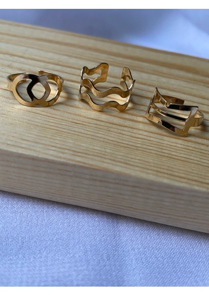 3 Lü Gold Ayarlanabilir Yüzük Set fiyatları