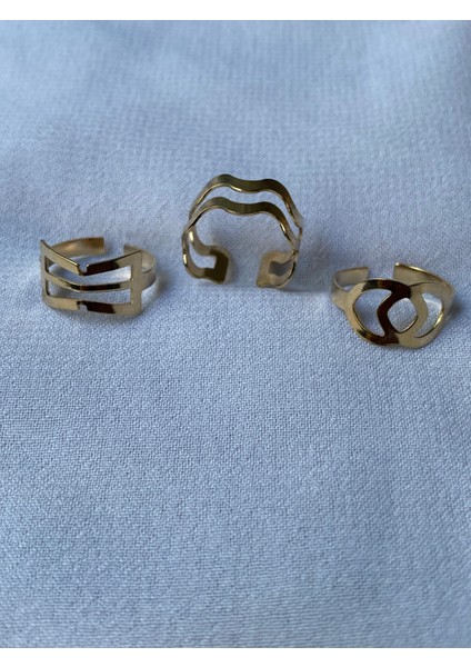 3 Lü Gold Ayarlanabilir Yüzük Set fırsatları