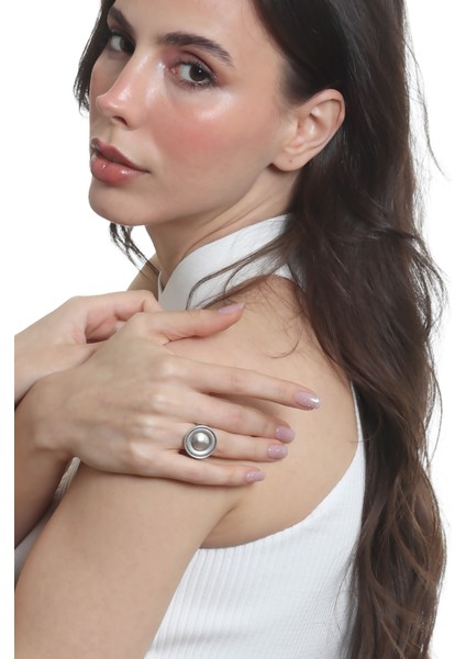 Kadın Antik Gümüş Kaplama Ayarlanabilir Düğme Formlu Yüzük fırsatları